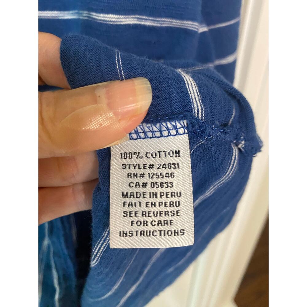 Habitat Long Sleeve Striped 100% Cotton Blue & White Top Sz L Artsy - Picture 5 of 6